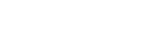 York Plaza Apartments logo, white text on black background.